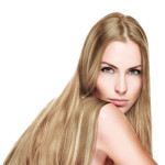 Blonde Frau mit langen Haaren